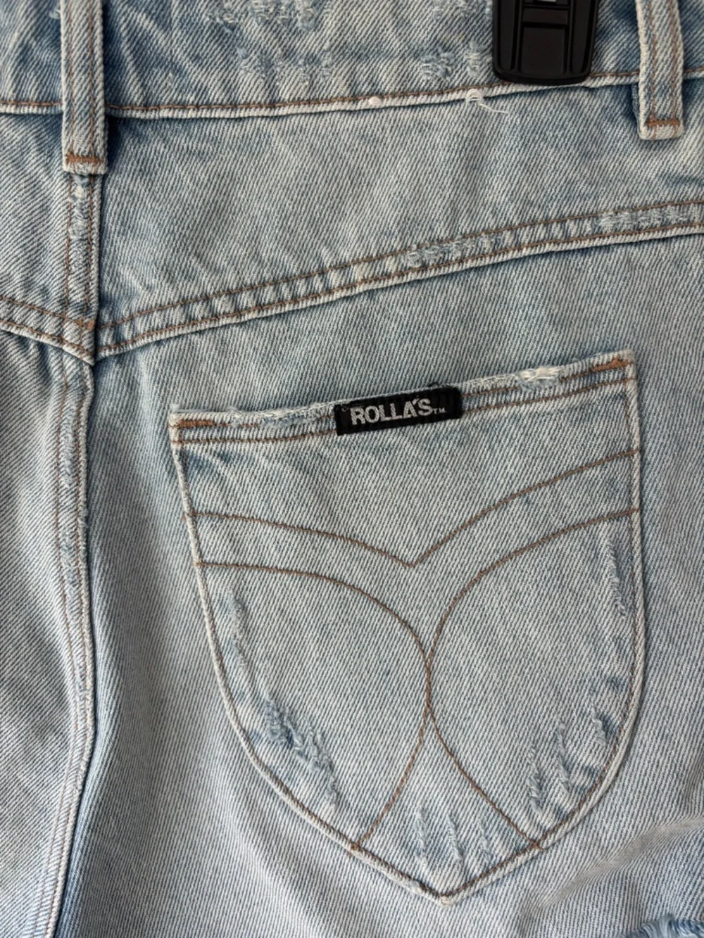 Rolla’s Light Wash Jean Shorts Dusters High Rise Slim Distressed Frayed